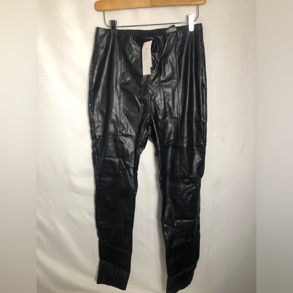 Womens Black Faux Leather Pants. Size 10. H&M. New with Tags. - Picture 1 of 7